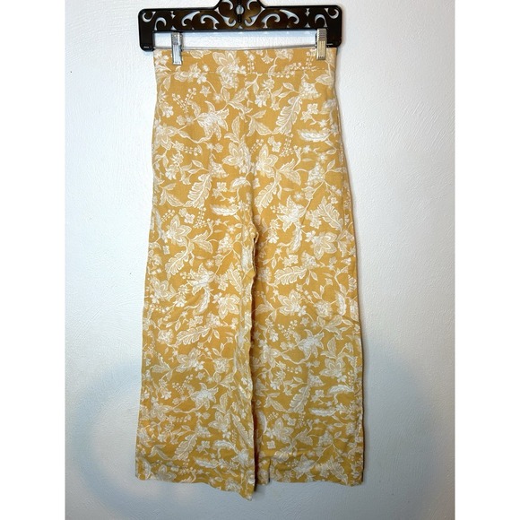 Pants - Haver + Blair London Wide Leg Floral Pants XS Yellow Linen Blend Boho Coastal